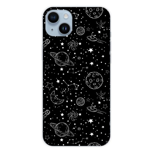 Siliconfodral - Kompatibel med Apple iPhone 15 Plus - design galaxritning Transparent