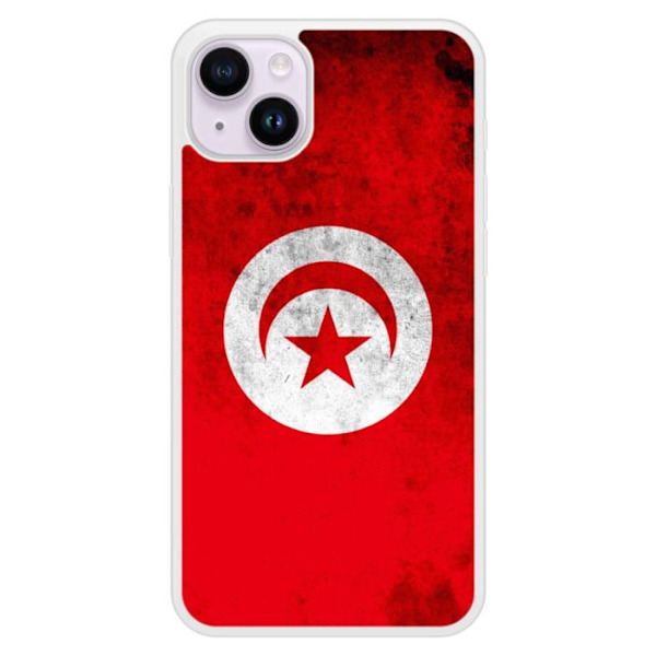 Silikonförstärkt skal med tryck kompatibelt med Apple iPhone 15 Plus Tunisienflagga Transparent