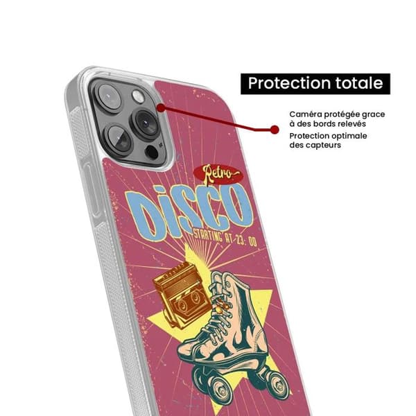 Siliconeförstärkt tryckt skal kompatibelt med Apple iPhone 15 Plus Retro disco Transparent