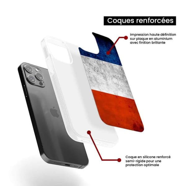 Förstärkt silikonfodral med tryck, kompatibelt med Apple iPhone 14 Plus, Frankrikes flagga Transparent