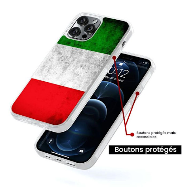 Siliconeförstärkt skal med tryck kompatibelt med Samsung Galaxy S23 Plus Italiens flagga Transparent