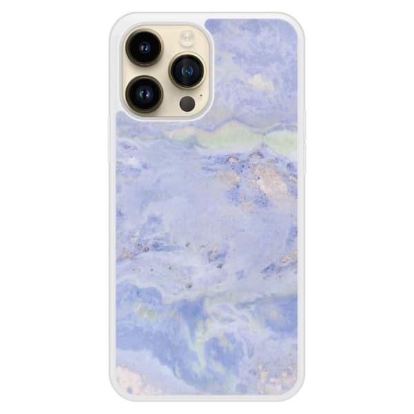 Fodral i förstärkt silikon med tryck kompatibel med Apple iPhone 14 Pro Max Marmor Blå Transparent