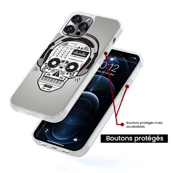 Siliconeförstärkt tryckt skal kompatibelt med Apple iPhone 16 Skull Music Transparent