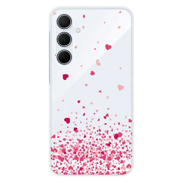 Silicone-fodral - Kompatibel med Samsung Galaxy A35 5G - design med rosafärgade hjärt-konfetti Transparent