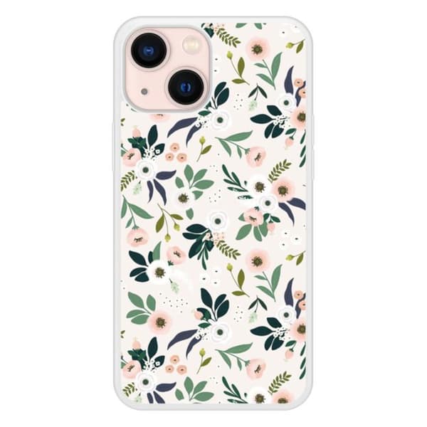Siliconförstärkt tryckt skal kompatibelt med Apple iPhone 13 Mini Blommor Transparent