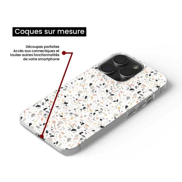 Tryckt silikonfodral som är kompatibelt med Apple iPhone 16 Terrazzo färg Transparent