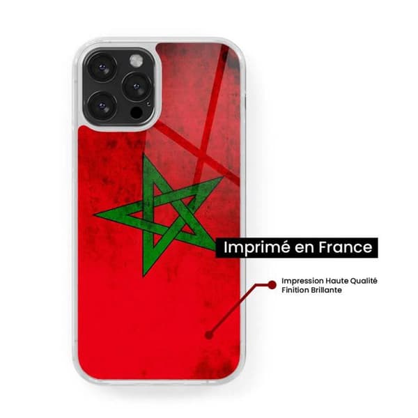Skyddande silikonfodral med tryck kompatibelt med Apple iPhone 14 Pro Max Marocko-flagga Transparent