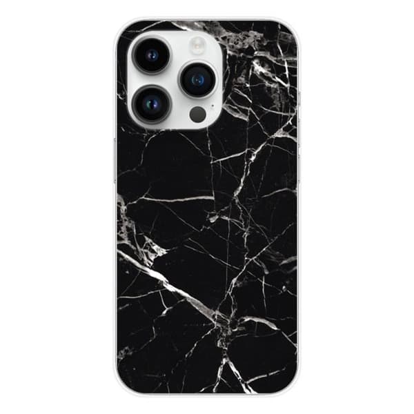 Silikonskal - Kompatibel med Apple iPhone 15 Pro - design i svart marmor Transparent