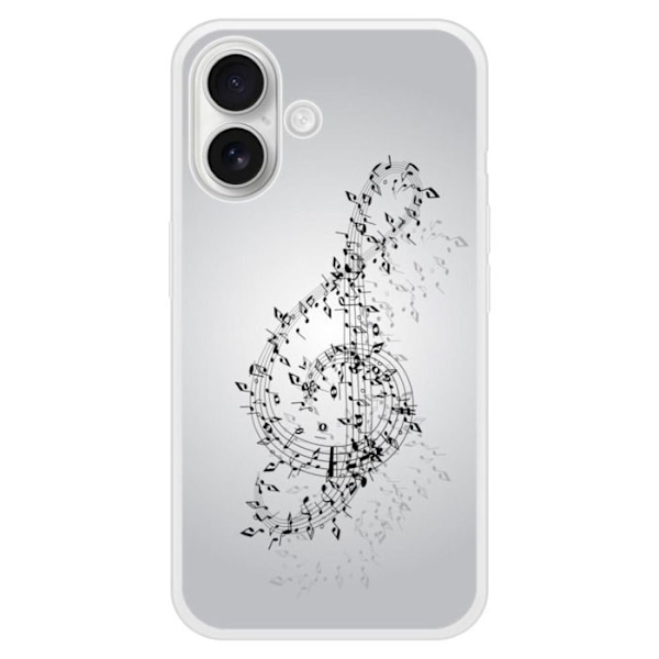 Siliconfodral med förstärkning, tryckt, kompatibel med Apple iPhone 16 Plus Valse des notes Transparent