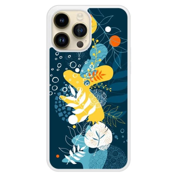Siliconfodral med förstärkt tryck kompatibel med Apple iPhone 14 Pro Max Havblommor Transparent