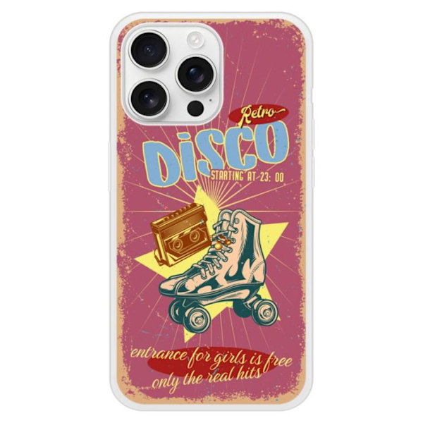 Skyddande silikonfodral kompatibelt med Apple iPhone 16 Pro Max Retro disco Transparent