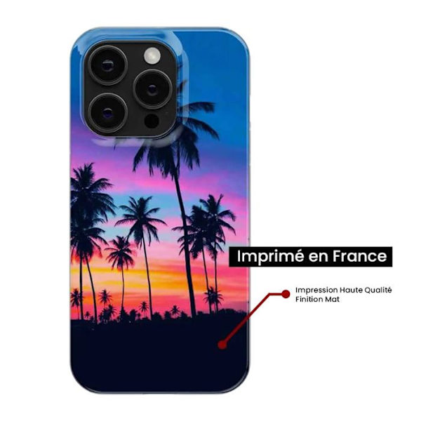 Siliconcase - Kompatibel med Apple iPhone 15 Plus - design med färgglada palmer Transparent