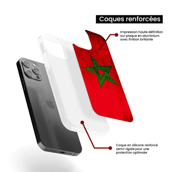 Siliconförstärkt tryckt skyddsfodral kompatibelt med Samsung Galaxy S22 Plus Marockos flagga Transparent