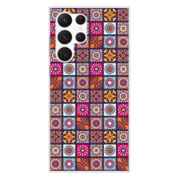 Siliconfodral - Kompatibel med Samsung Galaxy S23 Ultra - design patchwork mandala Transparent