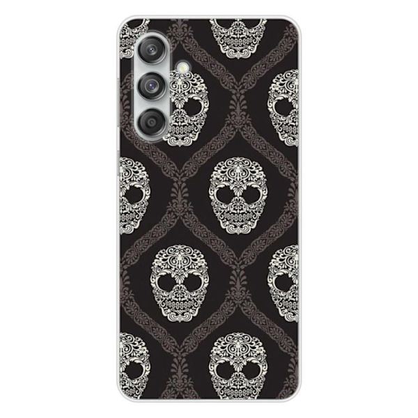Siliconfodral - Kompatibel med Samsung Galaxy M55 5G - blommigt dödskallemönster Transparent