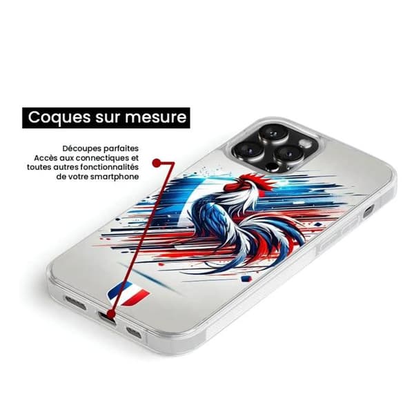 Förstärkt silikonskal med tryck kompatibelt med Apple iPhone 16 Coq Français Transparent