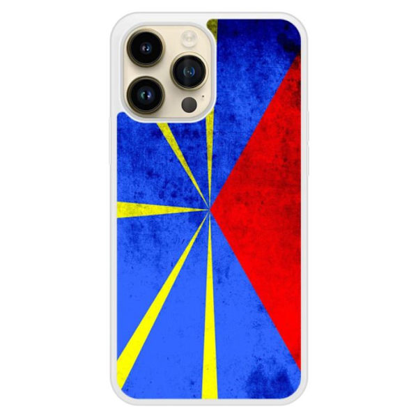 Stöttålig silikonskal med tryck, kompatibel med Apple iPhone 14 Pro Max, La Réunion flagga Transparent