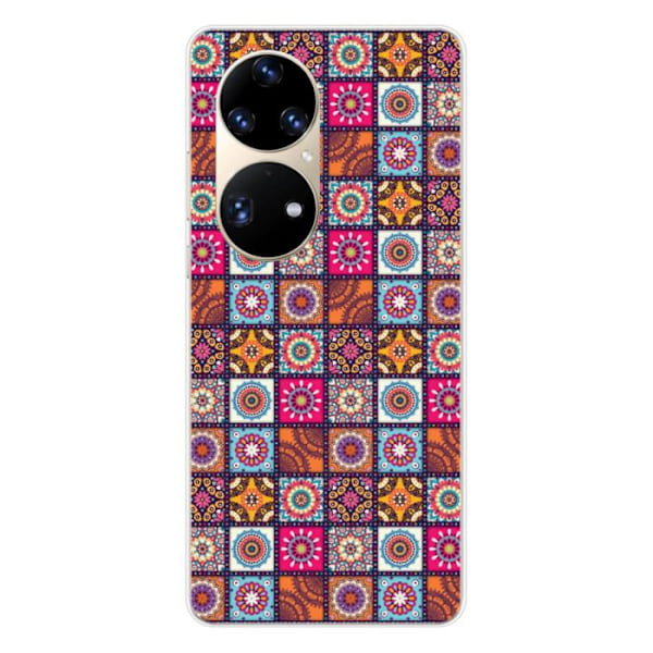 Silikonfodral med tryck - 1001 fodral - Huawei P50 Pro - Patchwork Mandala - Optimal skydd - TPU Gel Transparent