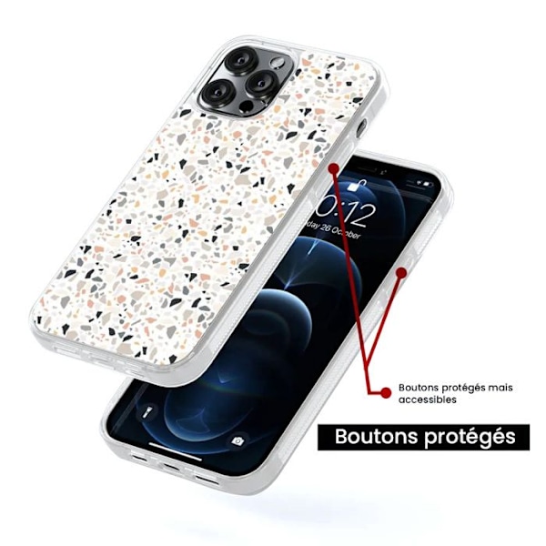 Siliconförstärkt skal med tryck, kompatibelt med Samsung Galaxy S24 Plus, Terrazzo-färg Transparent