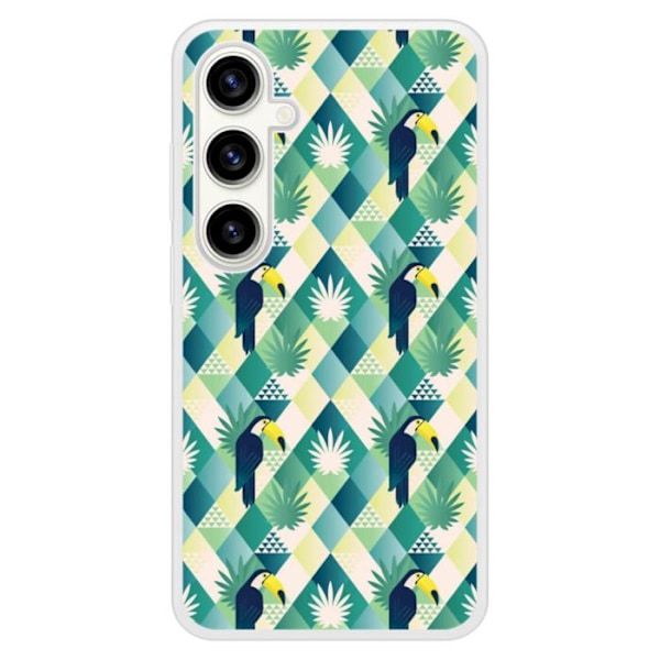 Coque i förstärkt silikon med tryck kompatibel med Samsung Galaxy S23 FE Tukan romb. Transparent
