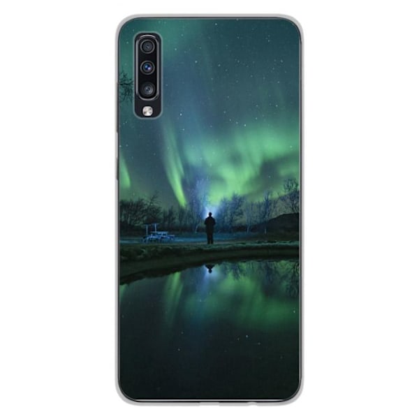 Tryckt silikonfodral som är kompatibelt med Samsung Galaxy A70 Northern Lights Transparent