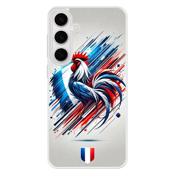 Siliconförstärkt tryckt skal kompatibelt med Samsung Galaxy S24 FE Coq Français Transparent