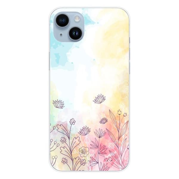 Siliconfodral - Kompatibel med Apple iPhone 14 Plus - design akvarellblommor Transparent