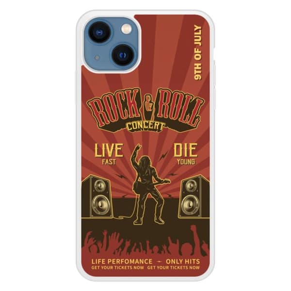Coque i silikon förstärkt tryckt kompatibel med Apple iPhone 13 Rock and roll Transparent