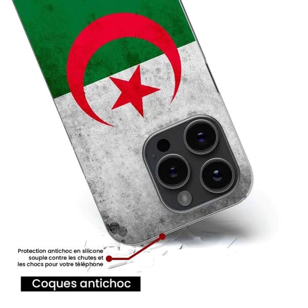 1001Coques - Silikonfodral kompatibelt med Xiaomi Redmi Note 10 Redmi Note 10S - Mönster Algeriets flagga - Originaldesign tryckt i Transparent