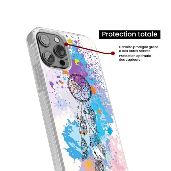 Silikonförstärkt tryckt skyddet kompatibel med Apple iPhone 16 Plus Drömfångare Färg Transparent