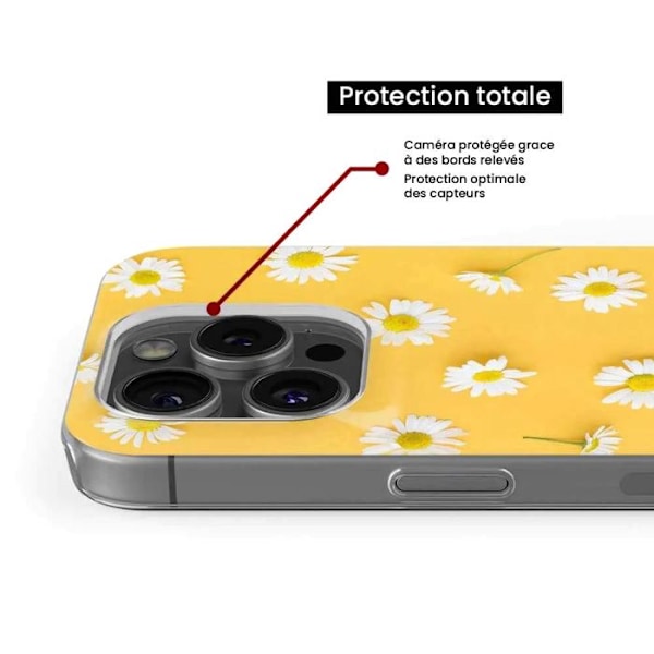Silicone Case Printed - 1001 Cases - iPhone 16 Pro - Daisy Pattern - Optimal Protection - Flexible Transparent