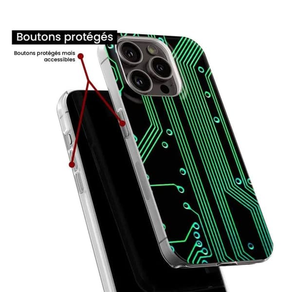 Siliconfodral - Kompatibel med Apple iPhone 14 Plus - design med textur av geek-kretsar Transparent