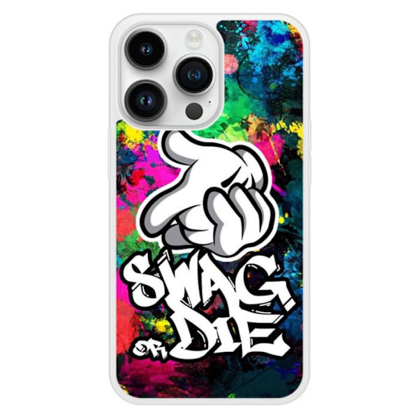 Förstärkt silikonfodral med tryck kompatibel med Apple iPhone 14 Pro Swag or die Transparent