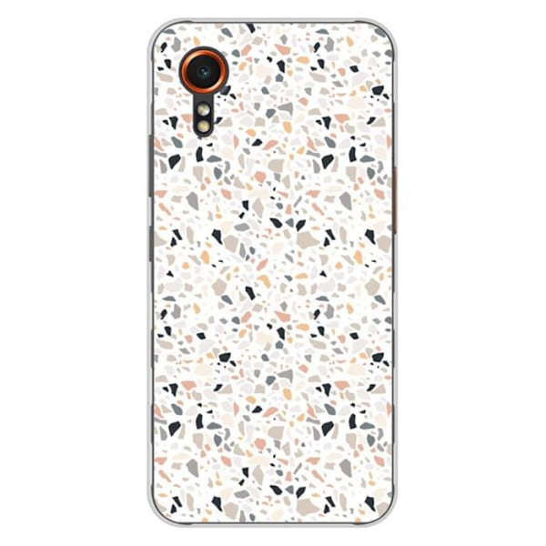 Tryckt silikonfodral som är kompatibelt med Samsung Galaxy XCover 7 Terrazzo färg Transparent