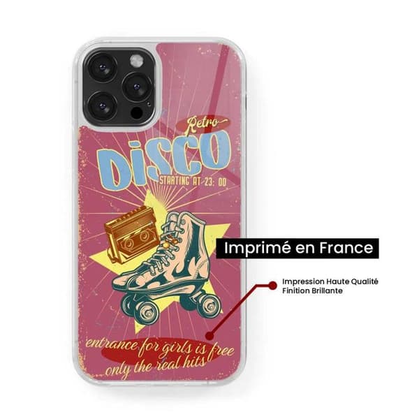 Fördjupad silikonfodral med retro disco tryck, kompatibel med Apple iPhone 15 Transparent