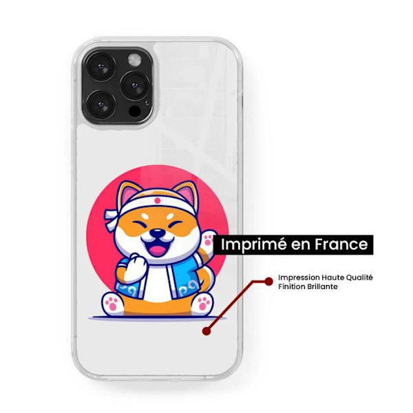 Siliconöverdrag med förstärkt tryck, kompatibel med Apple iPhone 14 Shiba ninja Transparent