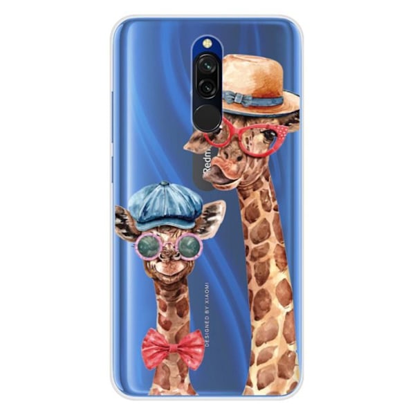 Tryckt silikonfodral som är kompatibelt med Xiaomi Redmi 8 Funny Giraffe Transparent