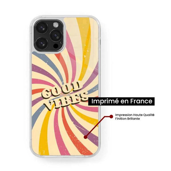 Silkonskal med förstärkt tryck, kompatibel med Apple iPhone 13 Pro Good vibes Transparent
