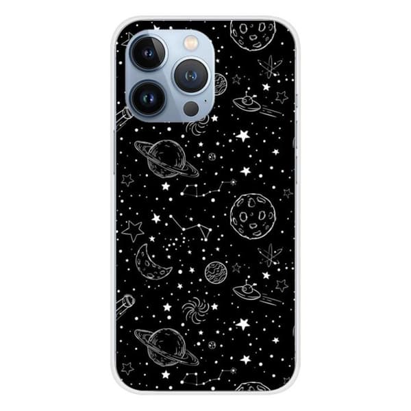 Siliconfodral - Kompatibel med Apple iPhone 13 Pro - design galaxritning Transparent