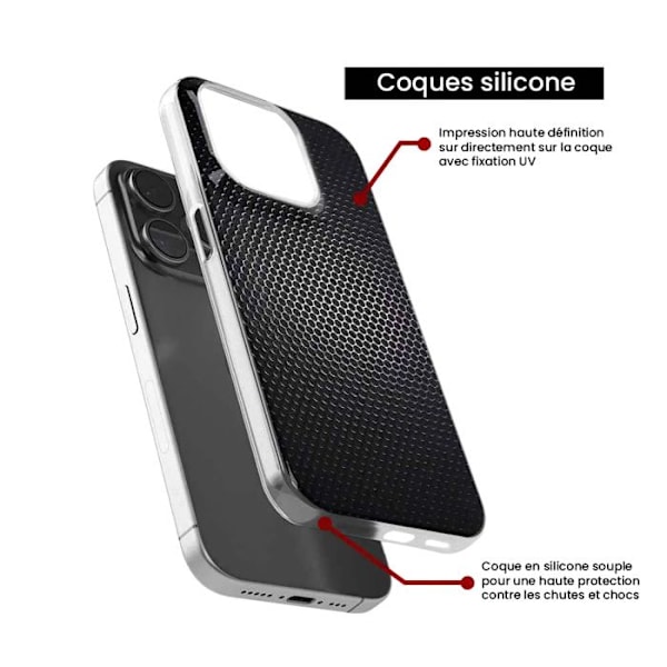 Siliconfodral - Kompatibel med Apple iPhone 15 Pro - design mörk metall Transparent