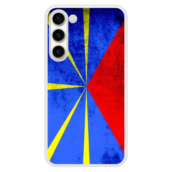Förstärkt silikonfodral med tryck kompatibelt med Samsung Galaxy S23 Plus Flagga La Réunion Transparent