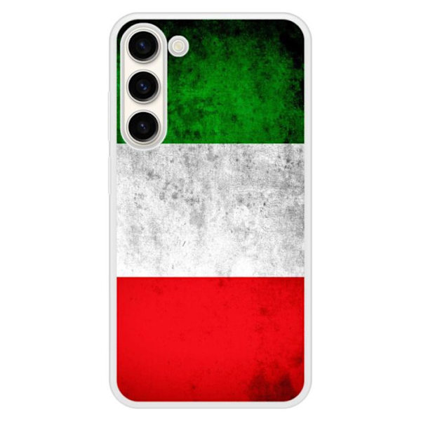 Siliconeförstärkt skal med tryck kompatibelt med Samsung Galaxy S23 Plus Italiens flagga Transparent