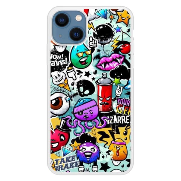 Coque i silikon med förstärkt tryck, kompatibel med Apple iPhone 13 Graffiti 2 Transparent