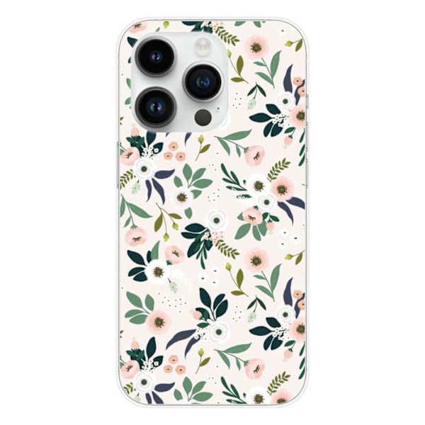 Siliconfodral med tryck - 1001 fodral - iPhone 15 Pro - Blommönster - Optimal skydd - Flexibel Transparent
