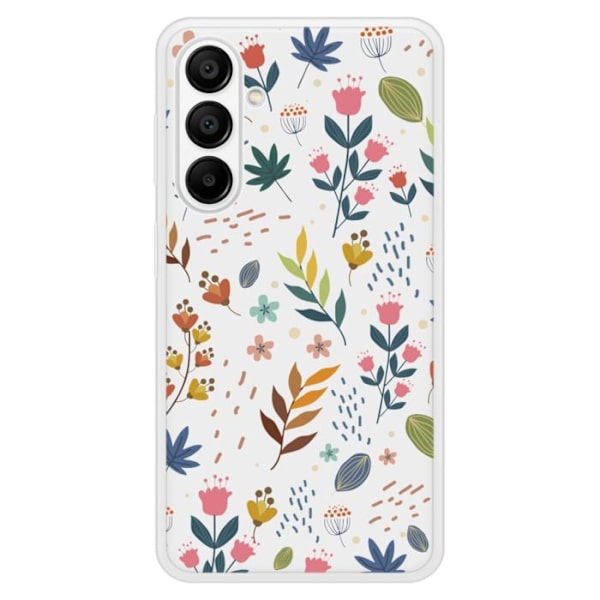 Siliconfärgad förstärkt skydd för Samsung Galaxy A15 Blommor i färg Transparent