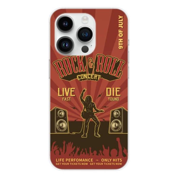 Siliconfodral - Kompatibel med Apple iPhone 15 Pro - rock and roll-design Transparent