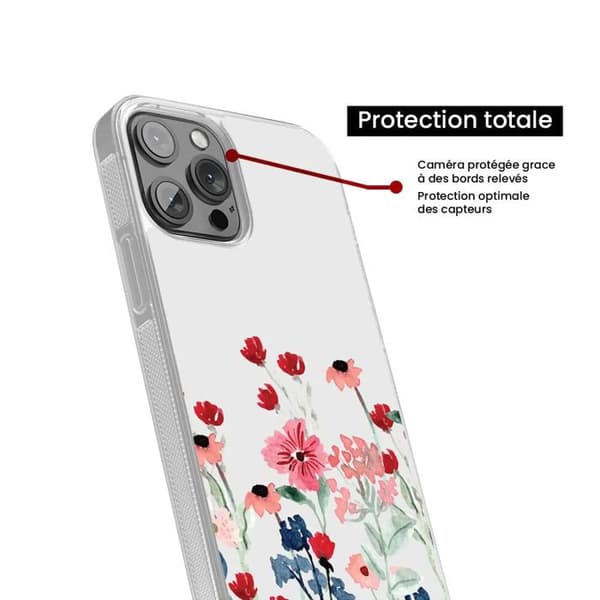 Siliconförstärkt tryckt skal kompatibelt med Apple iPhone 13 Mini Vår i blommor Transparent