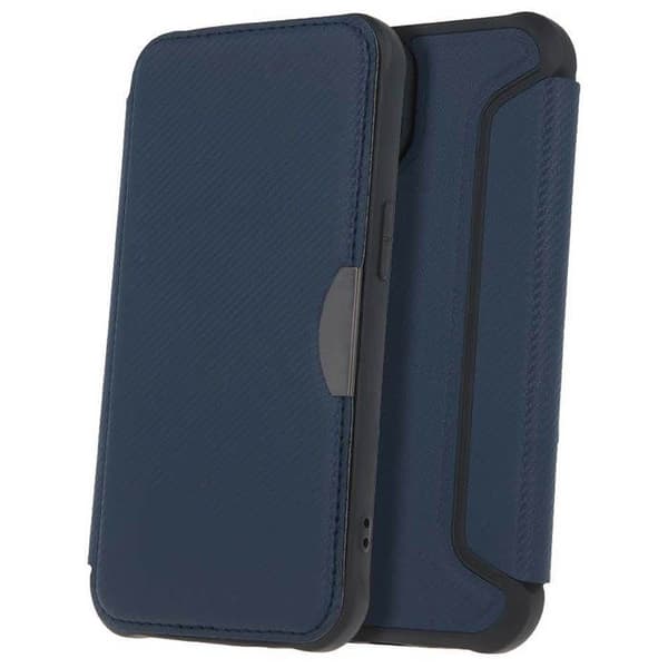 Folioetui - Smart Carbon - Samsung Galaxy S23 FE - TPU - Magnetisk stängning - Kortficka blå