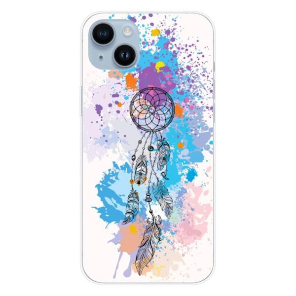 Tryckt silikonfodral som är kompatibelt med Apple iPhone 15 Plus Dreamcatcher Color Transparent