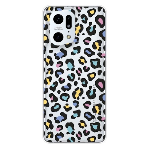Tryckt silikonfodral som är kompatibelt med Oppo Find X5 Pro Colorful leopard Transparent